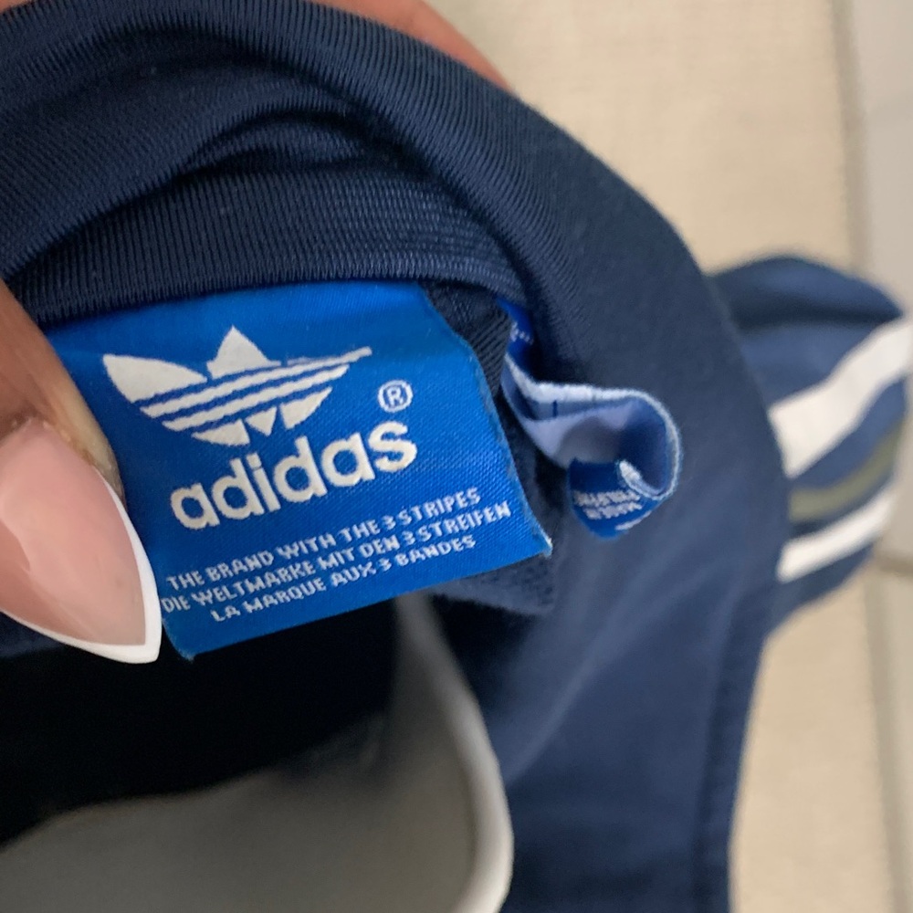 Adidas Navy Blue Track Jacket with White Stripes - Picture 6 of 6